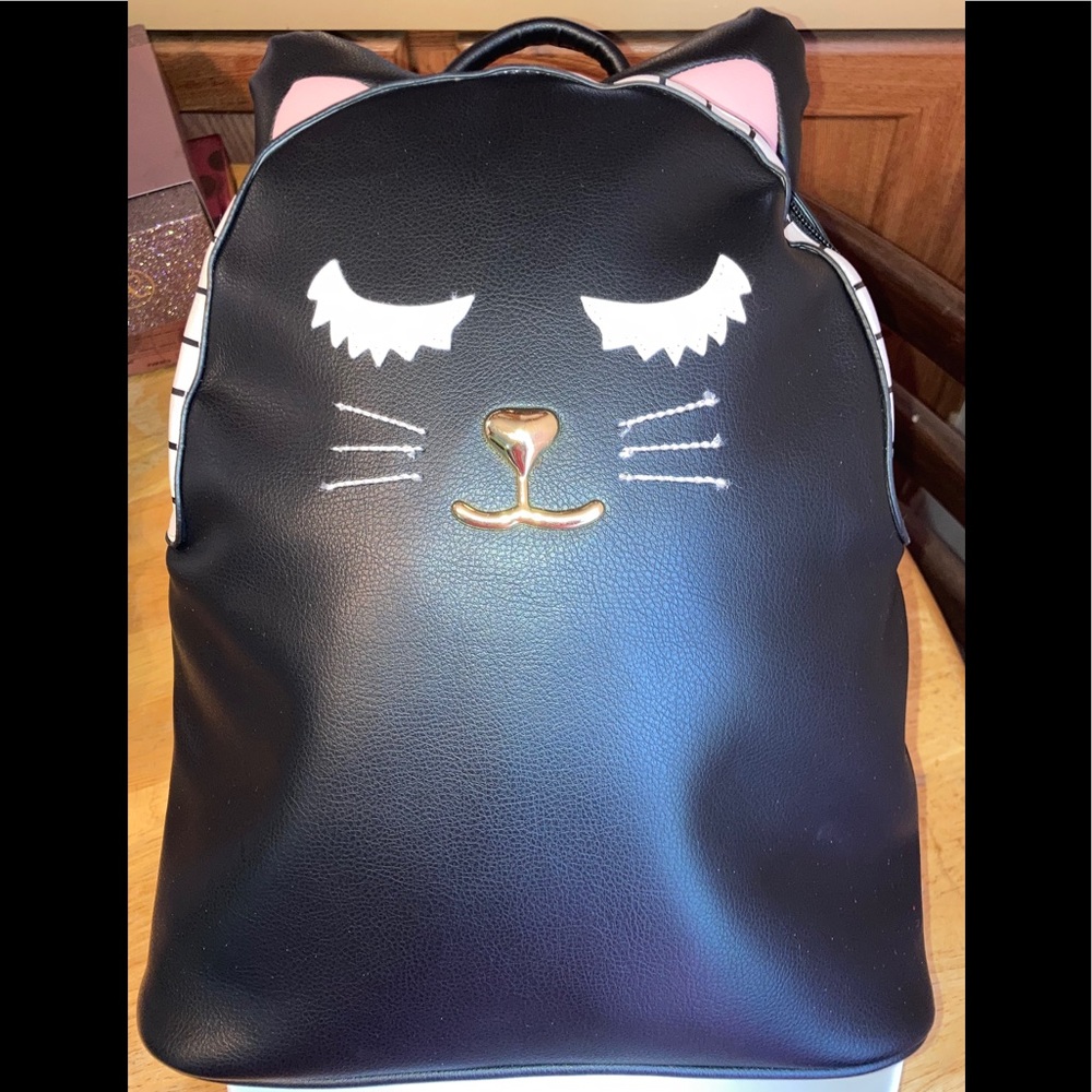 Betsey Johnson cat backpack and cat wallet